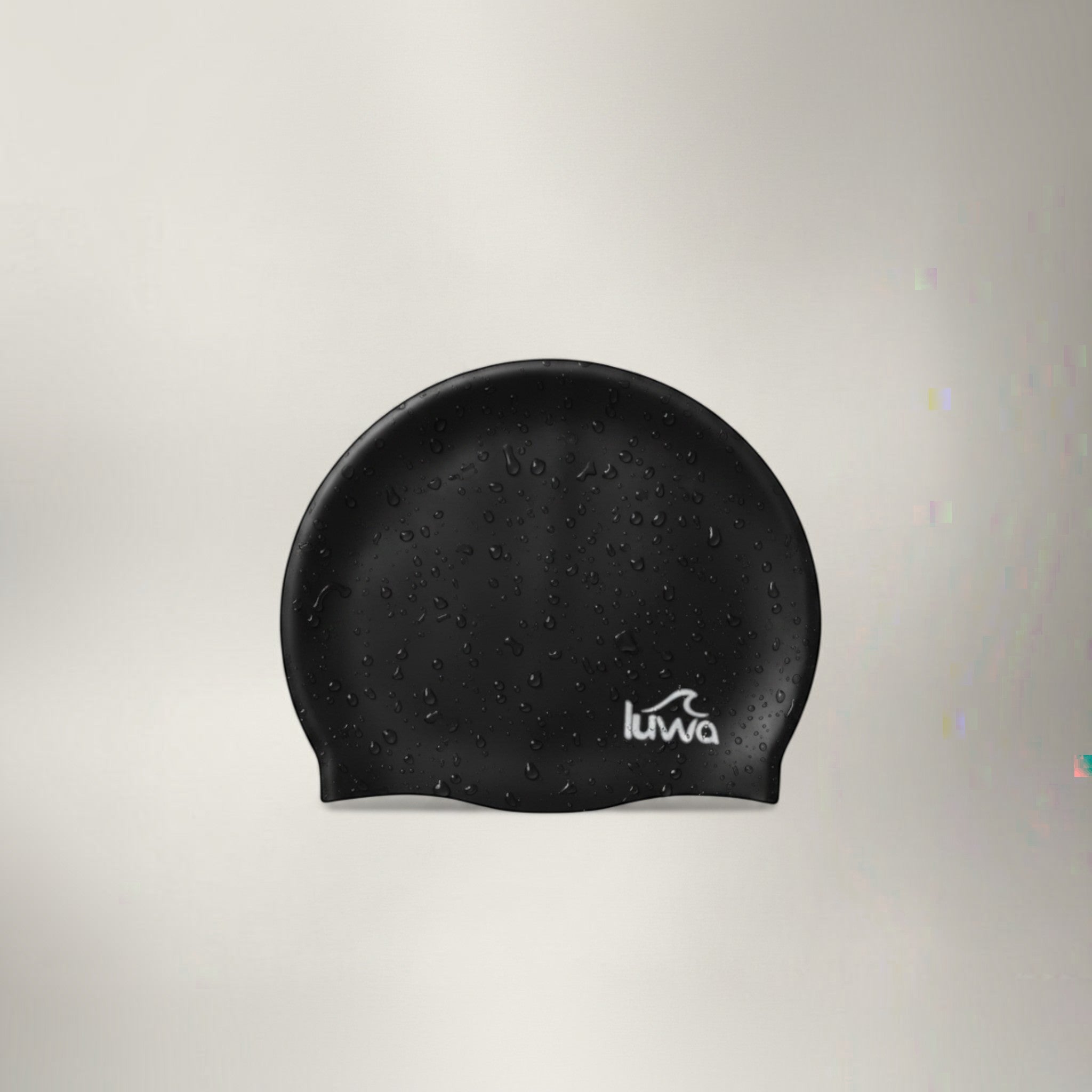luwa Apex black silicone swim cap with a hydrodynamic shape for reduced drag and comfortable fit.