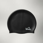 luwa Apex black silicone swim cap with a hydrodynamic shape for reduced drag and comfortable fit.