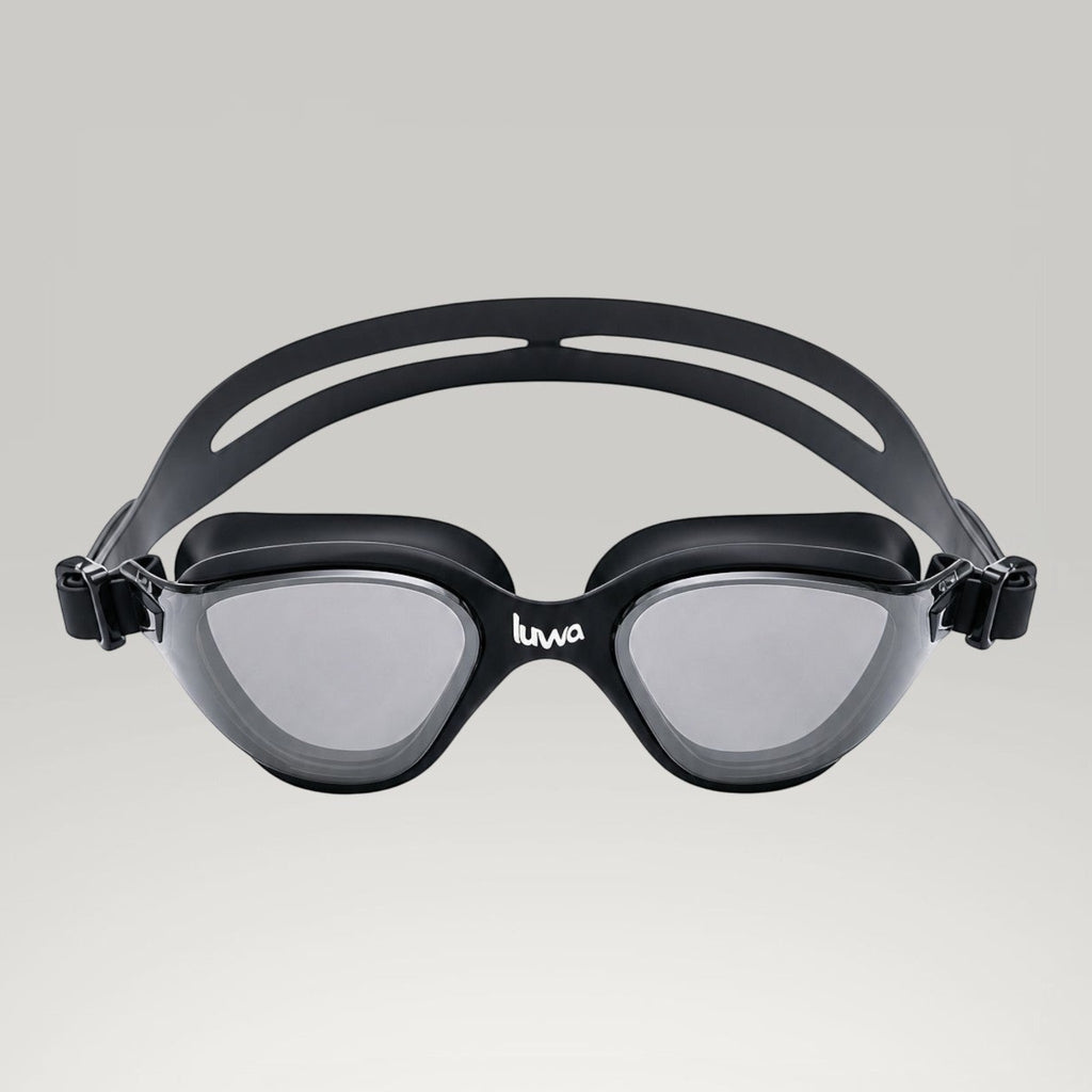 luwa Apex Clear Vision black gray swimming goggles with anti-fog coating and silicone seal
