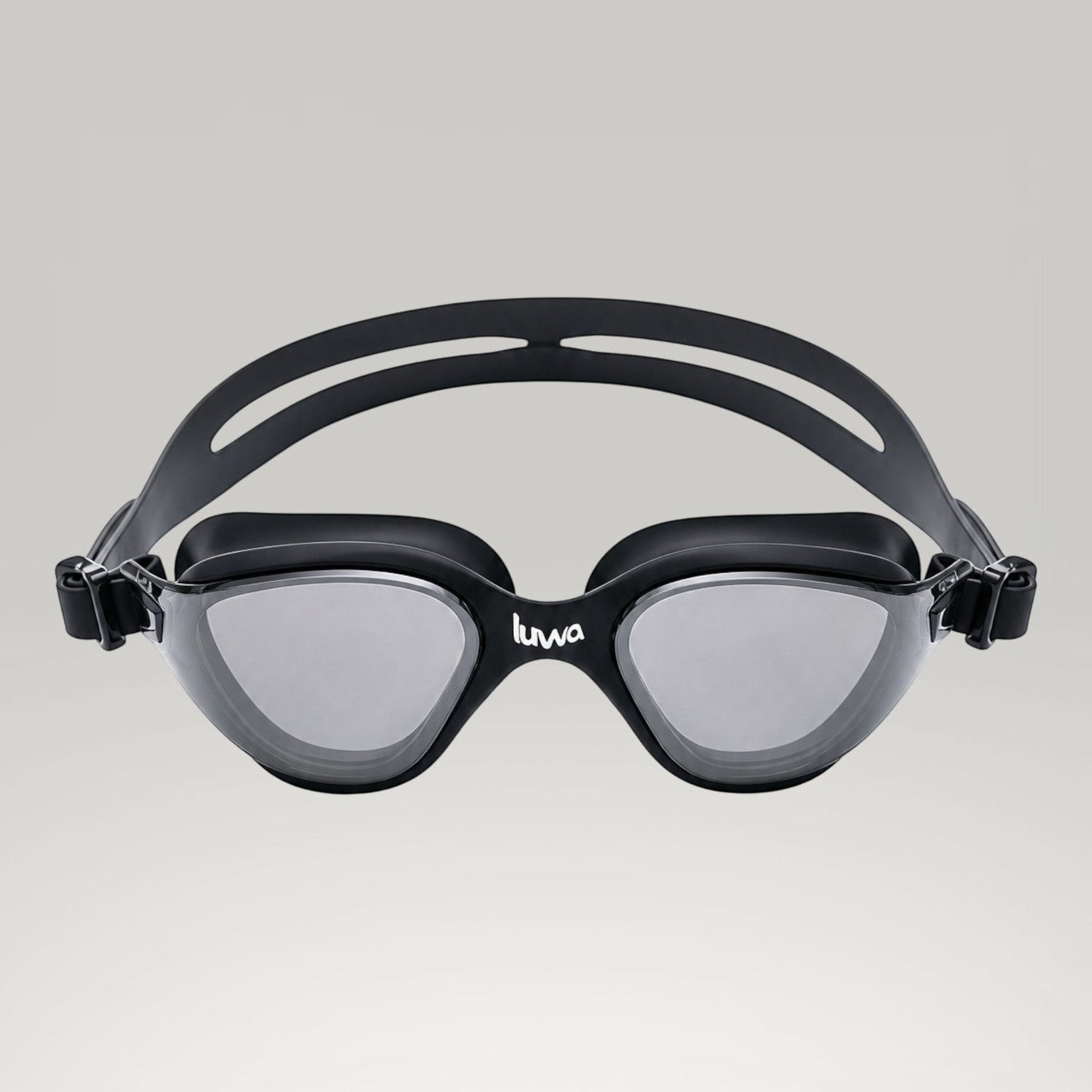 luwa Apex Clear Vision black gray swimming goggles with anti-fog coating and silicone seal