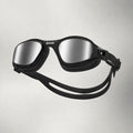 luwa Apex Clear Vision black silver mirrored anti-fog swimming goggles with soft silicone seal and adjustable strap.