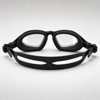luwa Apex Clear Vision black training goggles with clear anti-fog lenses and soft silicone seal for comfortable swimming.