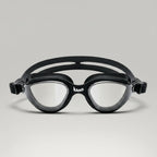 luwa Apex Clear Vision black training goggles with clear anti-fog lenses and soft silicone seal for comfortable swimming.