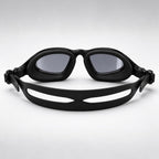 luwa Apex Clear Vision black gray training goggles with anti-fog coating and soft silicone seal.