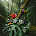 Luwa Apex Clear Vision black silver mirrored swim goggles with anti-fog coating and silicone seal.