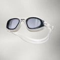 luwa Apex Clear Vision white and gray swimming goggles with anti-fog coating and comfortable silicone seal.