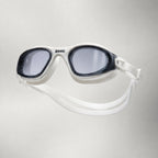 luwa Apex Clear Vision white and gray swimming goggles with anti-fog coating and comfortable silicone seal.