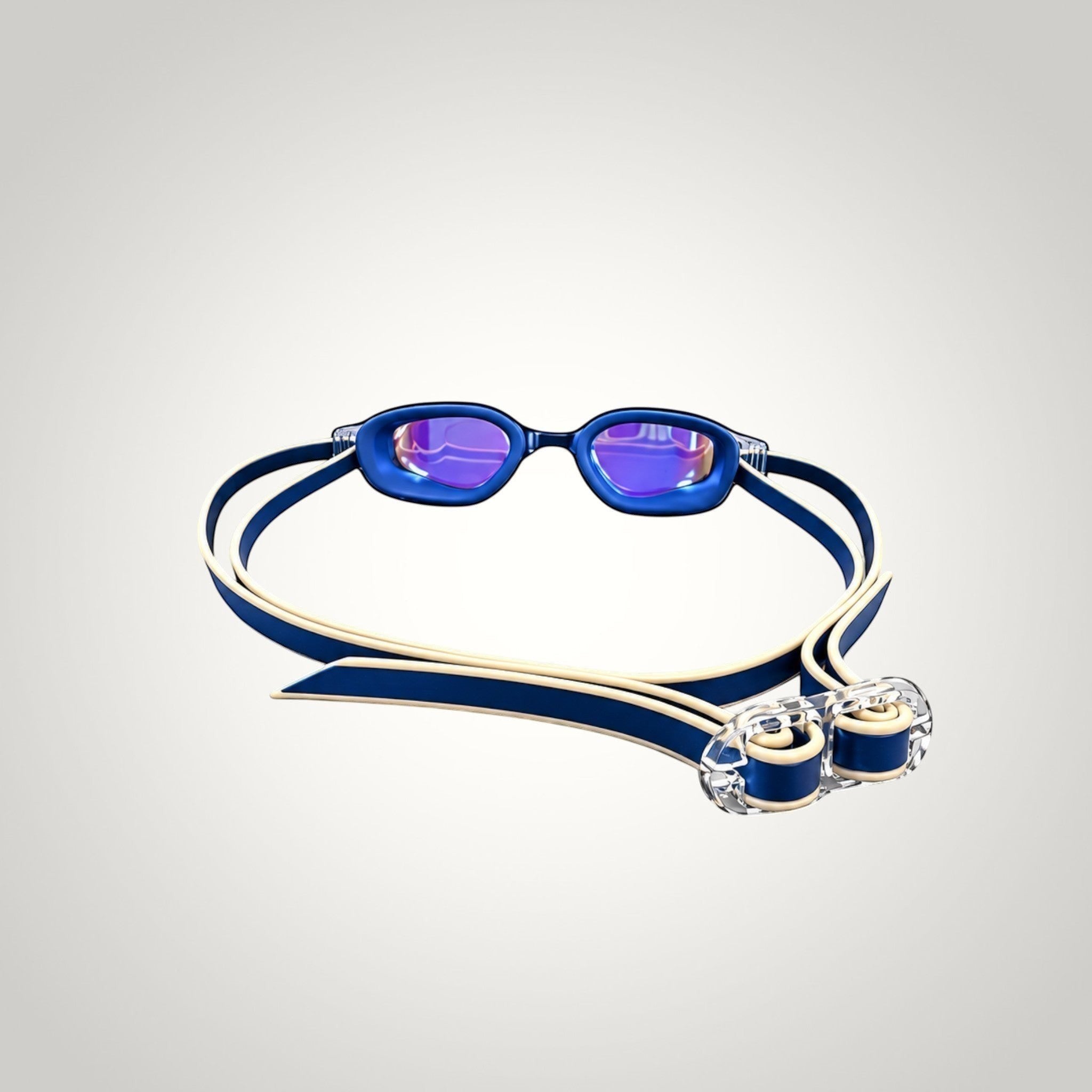 LUWA Apex Elite blue and gold swimming goggles with anti-fog coating and UV protection.