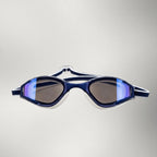 luwa Apex Elite navy blue sport style swimming goggles with anti-fog coating and UV protection.