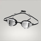 LUWA Apex Elite Pro mirrored racing goggles with black and white strap, silver plating, and anti-fog coating.