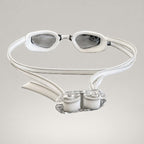 luwa Apex Elite white and silver sport goggles with anti-fog coating and UV protection. Includes 3 nose bridges for adjustable fit.