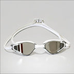 luwa Apex Elite white and silver sport style swimming goggles with anti-fog coating and UV protection.