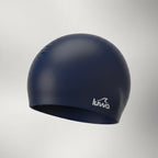 Luwa Apex navy blue premium silicone swim cap with a hydrodynamic shape for reduced drag and comfortable fit.