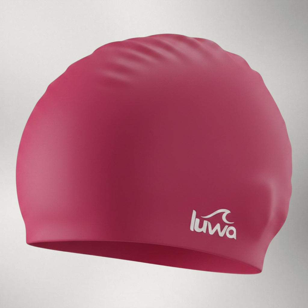 Luwa Apex swim cap in red wine, made from premium silicone for comfort and durability. Features a hydrodynamic shape.
