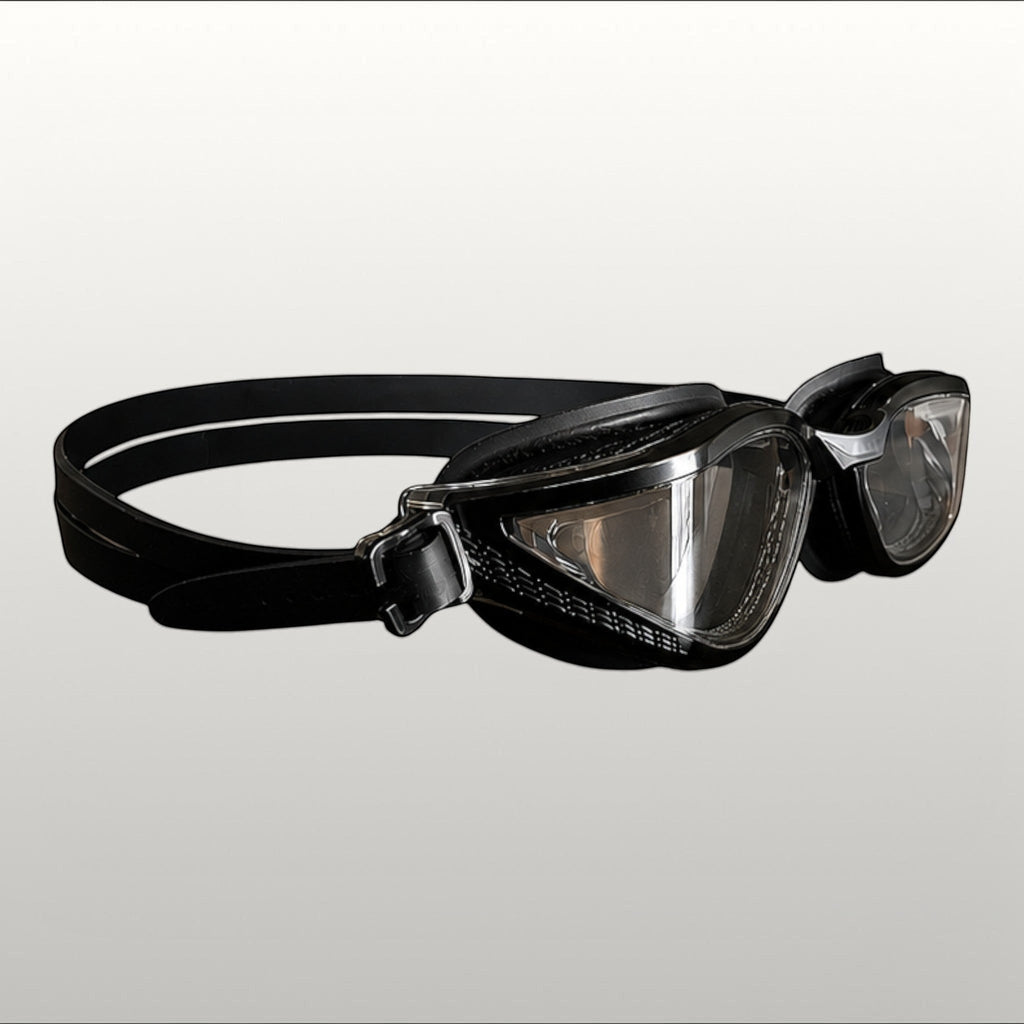 luwa Apex Vision Pro black clear training goggles with anti-fog coating and adjustable nose bridges.
