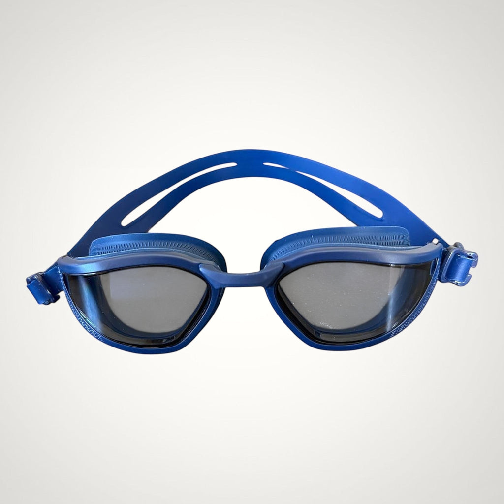 luwa Apex Vision Pro navy blue training swim goggles with adjustable nose bridge and anti-fog lenses.