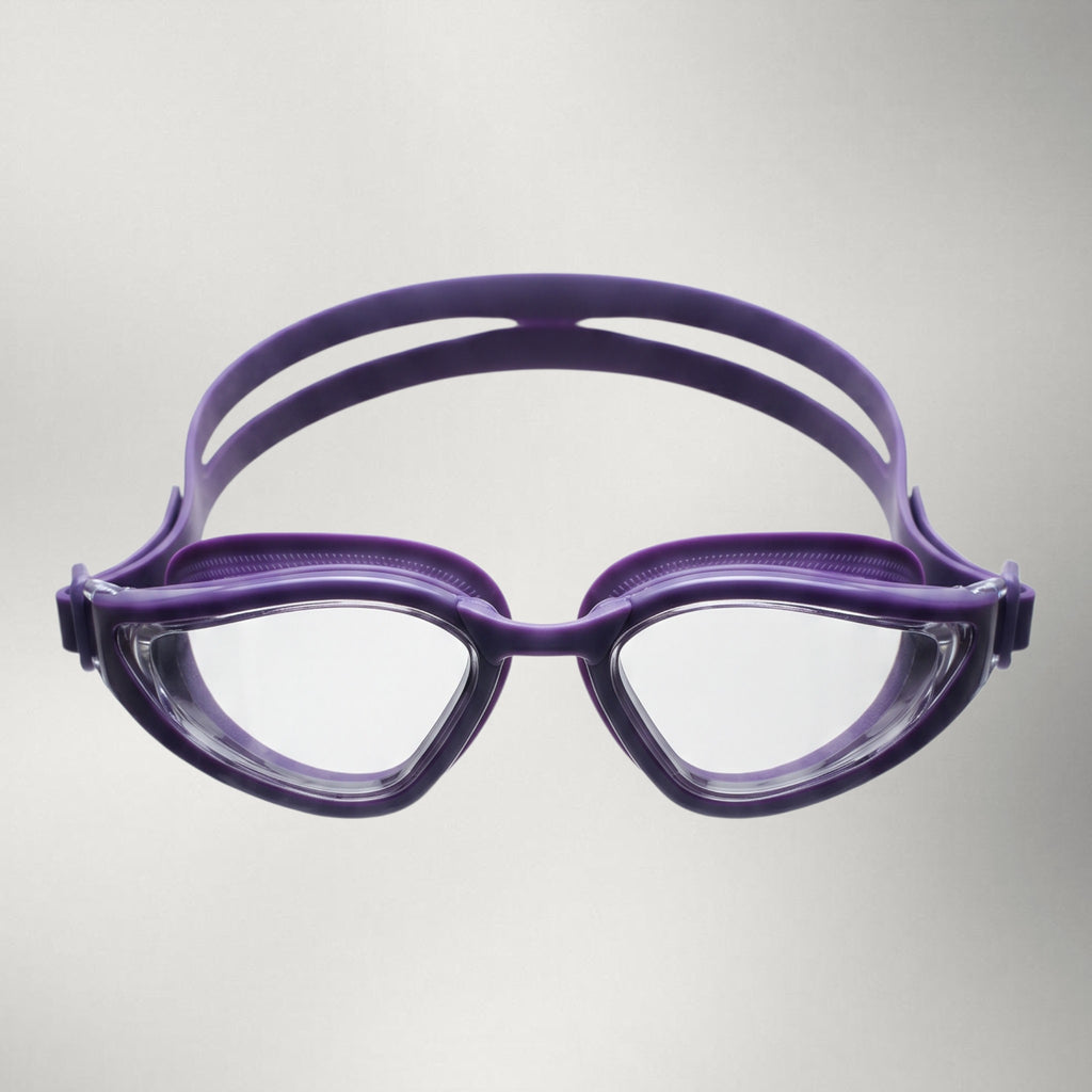 luwa Apex Vision Pro purple clear training swim goggles with adjustable nose bridge and anti-fog coating