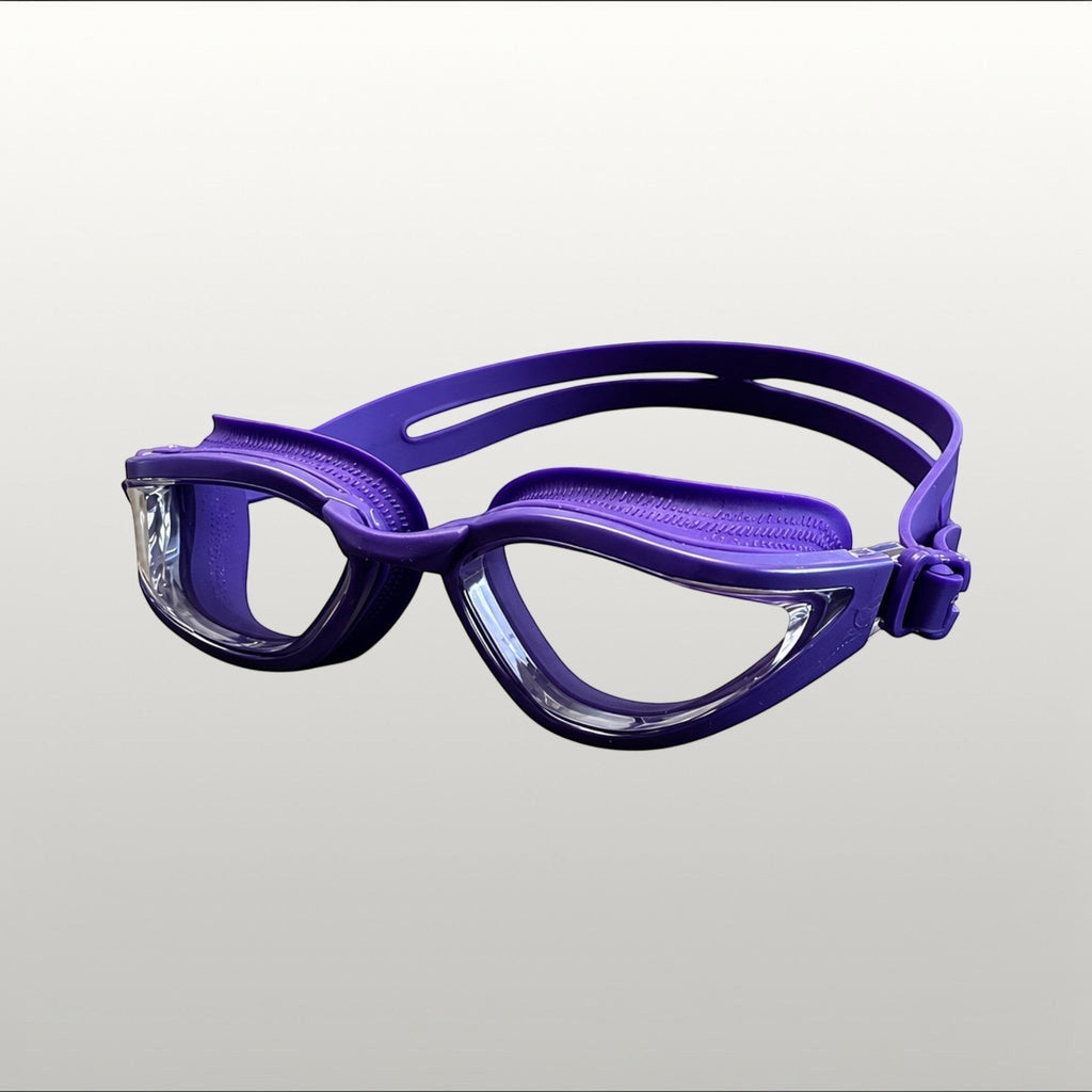 luwa Apex Vision Pro purple clear training goggles with anti-fog coating and adjustable nose bridges.