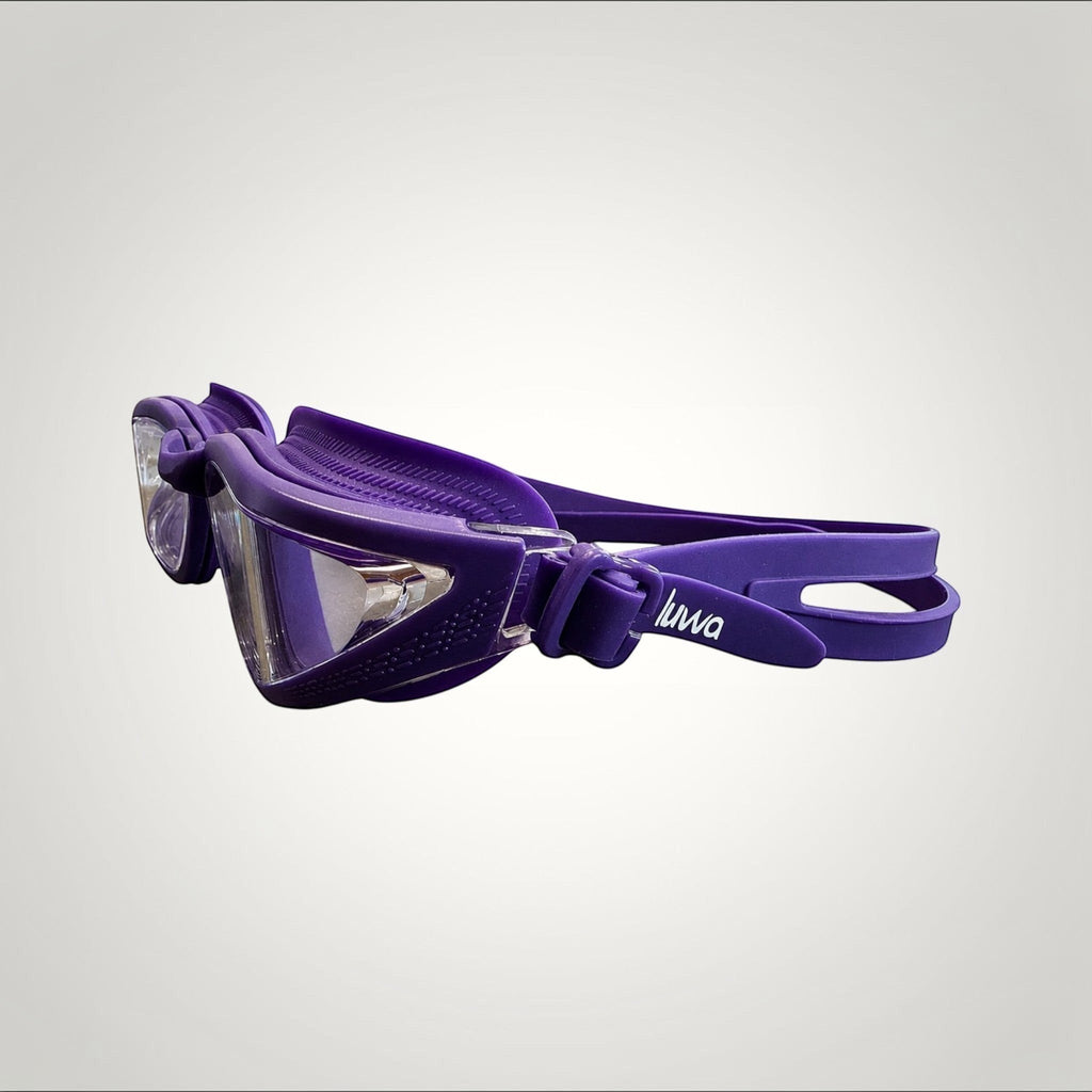 luwa Apex Vision Pro purple clear training goggles with anti-fog coating and adjustable nose bridge