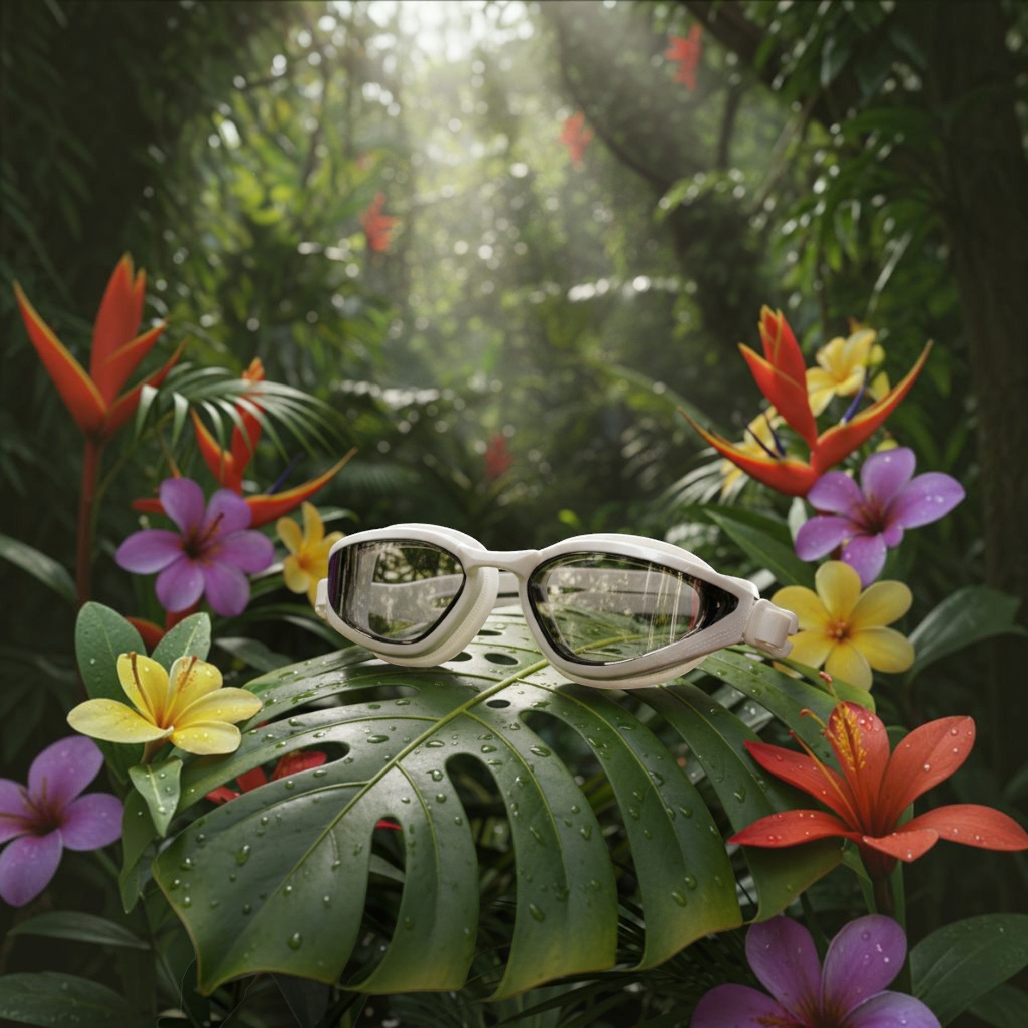 luwa Apex Vision Pro white and gray training swim goggles with anti-fog coating and adjustable nose bridges.