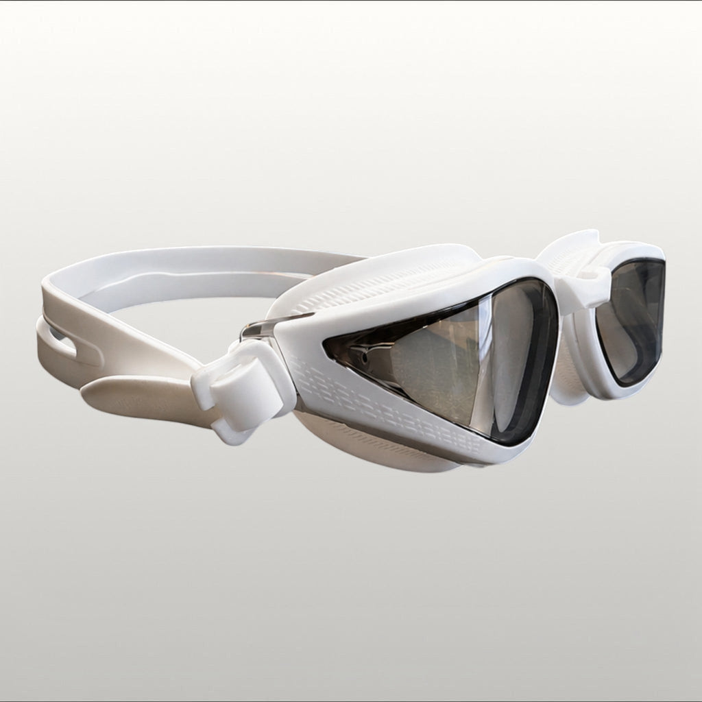 luwa Apex Vision Pro white gray training goggles with mirrored lenses and adjustable nose bridge