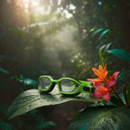 luwa Coral Flash swim goggles in black and bright green with anti-fog PC lenses and adjustable strap.