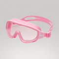 Luwa Explorer pink silicone kids swim mask with clear anti-fog PC lens for wide vision and comfortable fit.