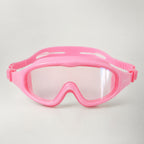 luwa Explorer pink kids swim mask goggles with anti-fog coating and soft silicone frame for wide vision.
