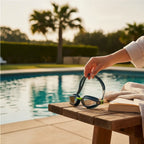 luwa navy blue performance swimming goggles with lime green accents and anti-fog lenses